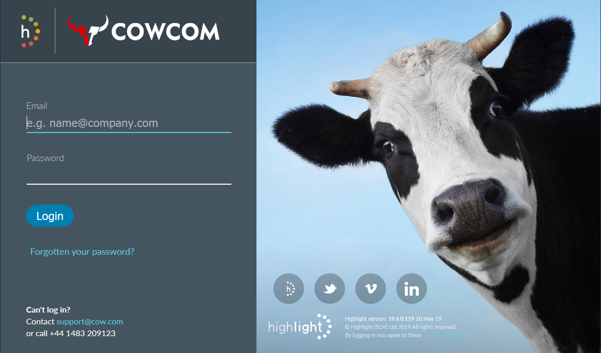 New style login screen - CowCom